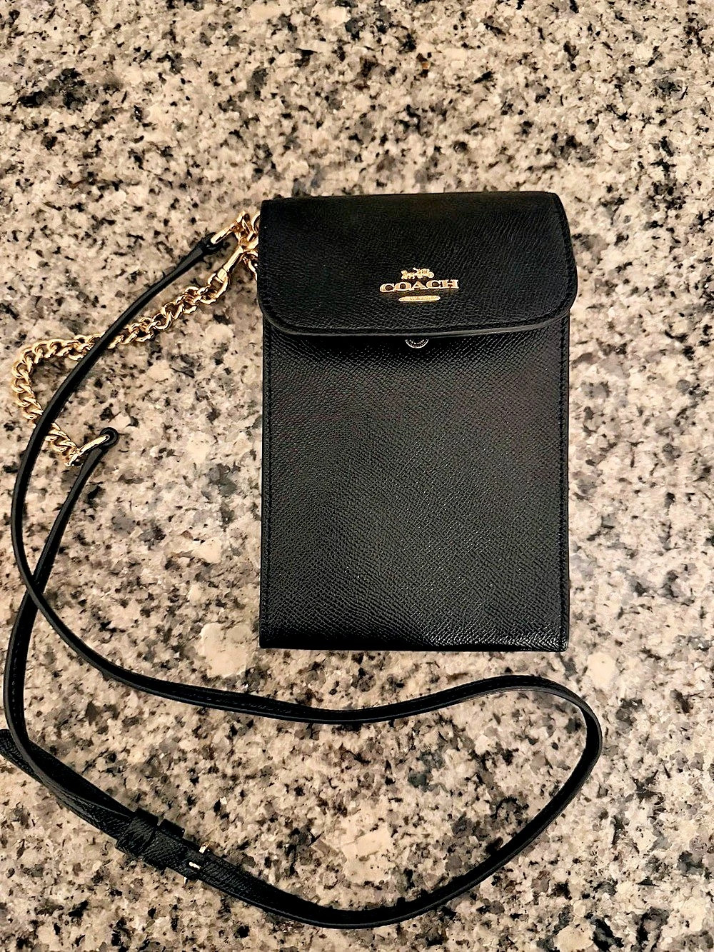 Coach Phone Crossbody in Crossgrain Leather Black Crossbody Phone Bag